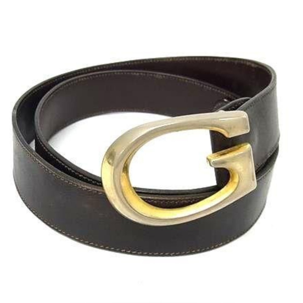 972. Gucci Gold G Leather Belt - Picture 1 of 6